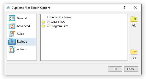 Duplicate Files Search Exclude Directories