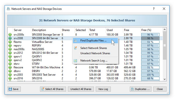 Searching Duplicate Files in Network Servers